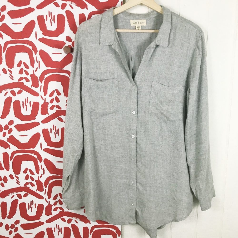 Cloth & Stone Soft Grey Long-Sleeve Button-Down